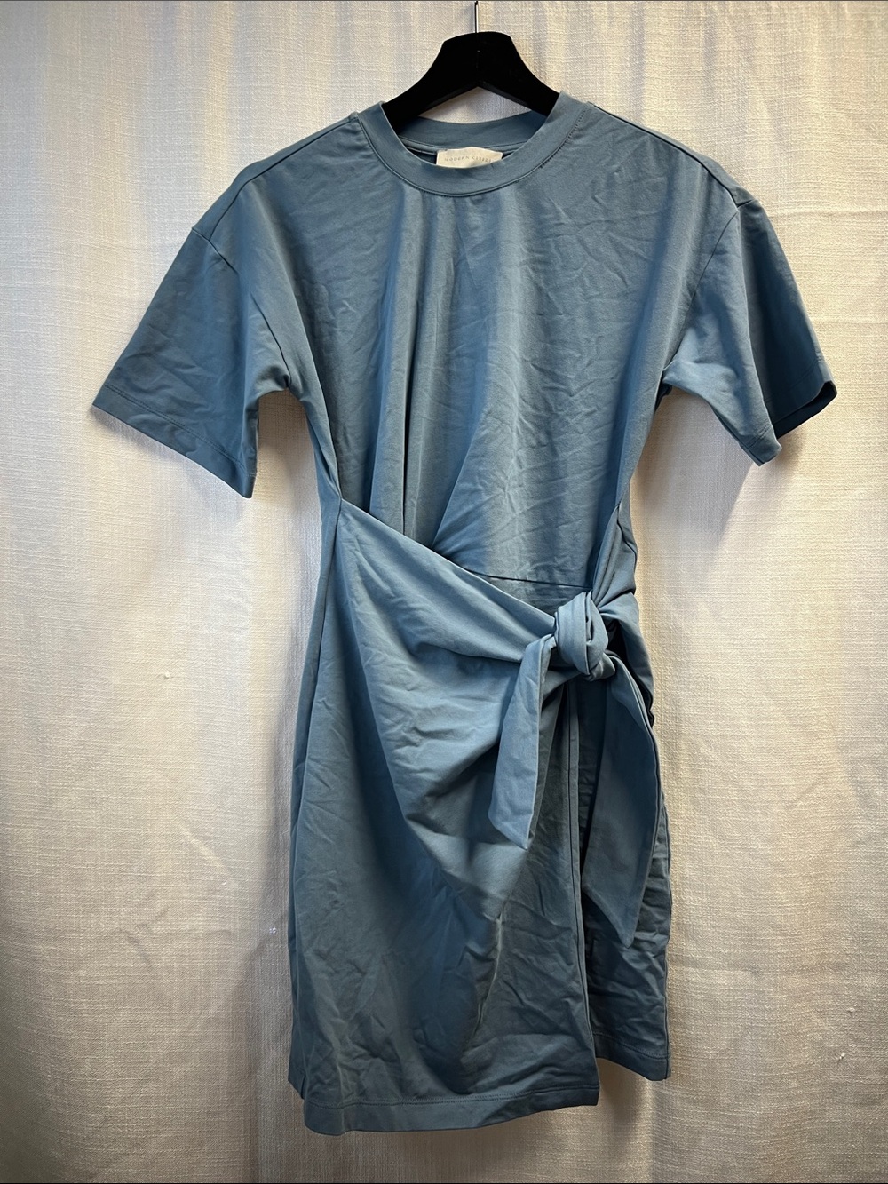 Modern Citizen Dusty Blue Tie-Waist Short Sleeve Mini Dress Size XS NWOT